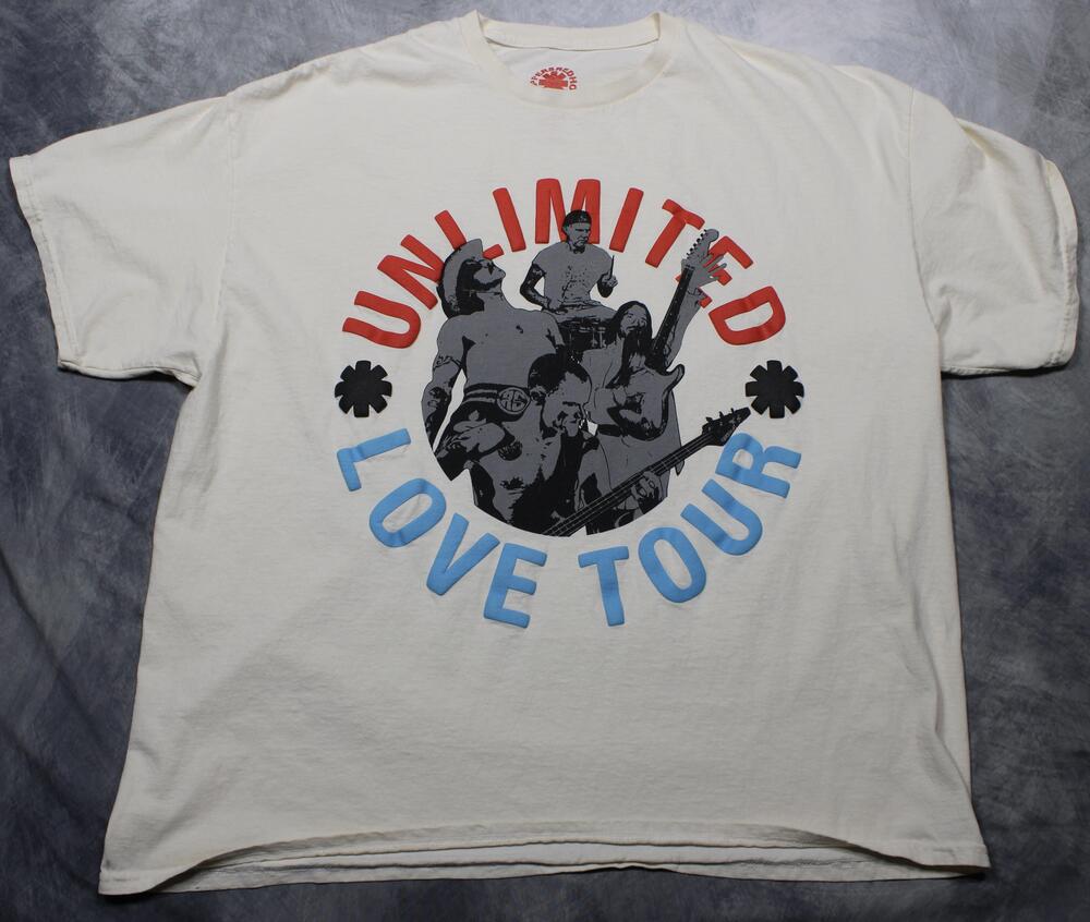 Red Hot Chili Peppers Shirt Mens XL Off-White Unlimited Love Tour Graphic Tee